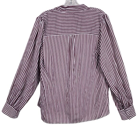 NWT ANTHROPOLOGIE MAEVE Tie-Neck Blouse Size Small Long Sleeve Red White Stripes - Picture 4 of 16